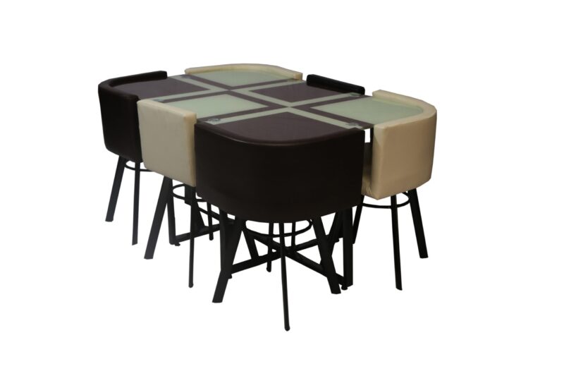 Dining Table 6 Persons Off-White Brown