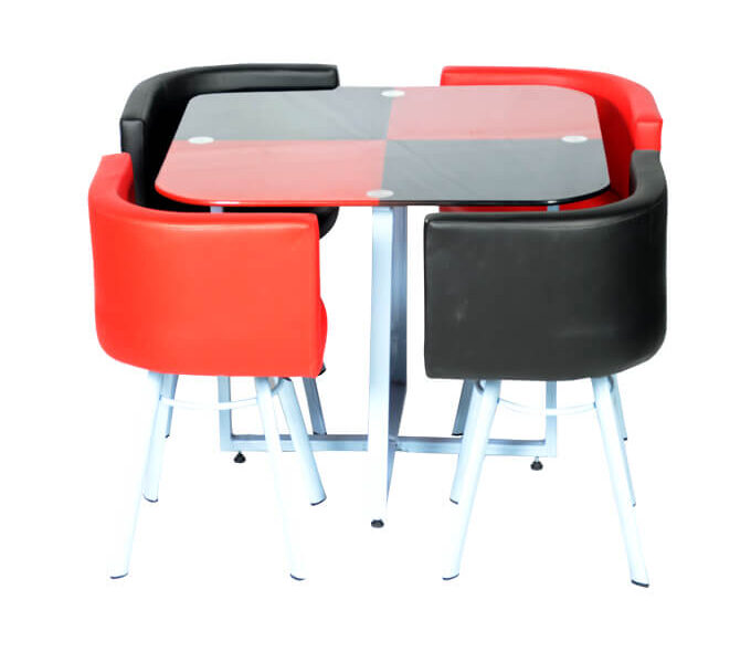 Dining Table Red & Black 4 Person