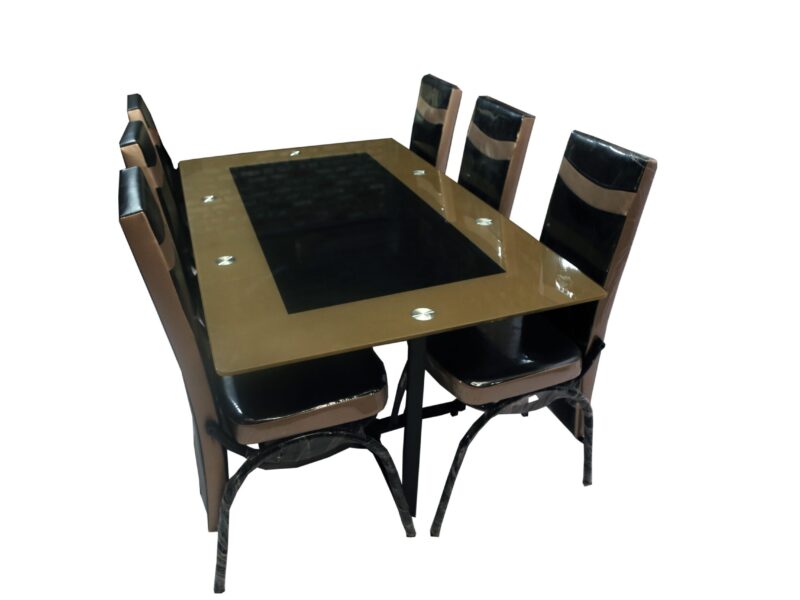 Dining Table 6 person Golden & Black