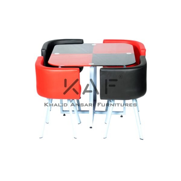 Space Saving Dining Table Red & Black – 4 Person