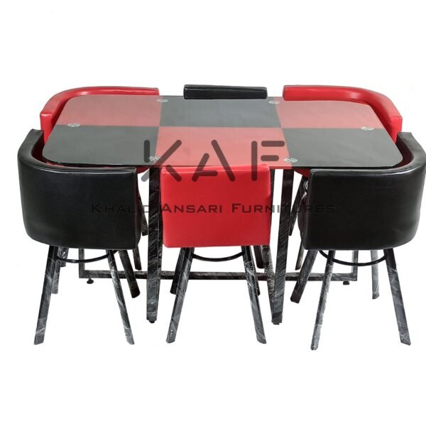 Space Saving Dining Table Red Black – 6 Person